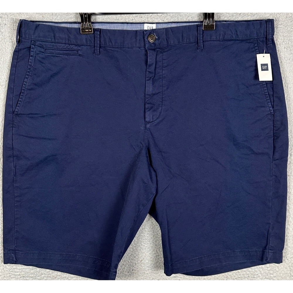 NEW‎ GAP Shorts Mens 42 Dark Navy Khakis Chino Casual Flat Front Stretch Pockets